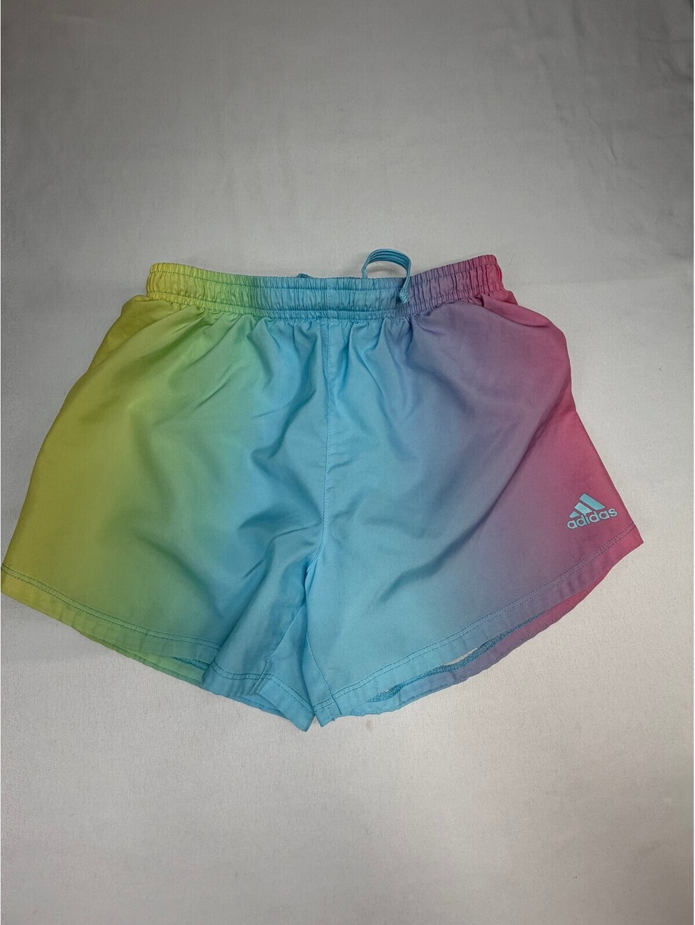 Adidas Girl's Running Shorts Lightweight Drawstring Ombre Size Large Multicolor